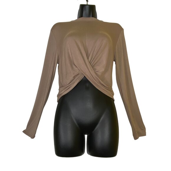 Fashion Nova Tan XL Twist Front Crop Top High Waist Flared Pants Set SEXY CASUAL - Picture 6 of 9